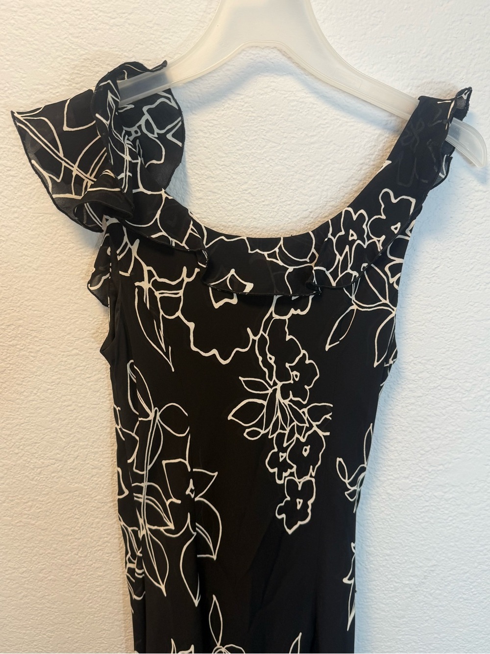 Vintage Y2K 90s Joseph Ribkoff Silk Floral Handkerchief Hem Slip Dress Black Sz6 - Picture 11 of 12